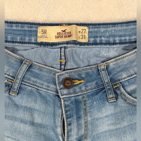 Hollister Women’s Distressed Skinny Jeans Size 5R – W27 L31 – Medium Wash - Picture 5 of 10